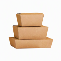 Boîte alimentaire jetable écologique en papier kraft, conteneur à emporter pour le déjeuner, emballage en papier biodégradable pour salade et restauration rapide