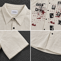 GUANGRUI T-shirt Homme Personnalisé à Manches Courtes en Tricot Respirant et Écologique de Haute Qualité, Motif Abstrait Hip-hop Effet Éclaboussures d'Encre, Transfert Thermique