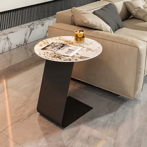 Heaper-muebles de estilo moderno, mesa con base de metal, hardware de aspecto de mármol blanco, mesa de centro redonda para sala de estar y apartamento, 2023 - Product Image 4