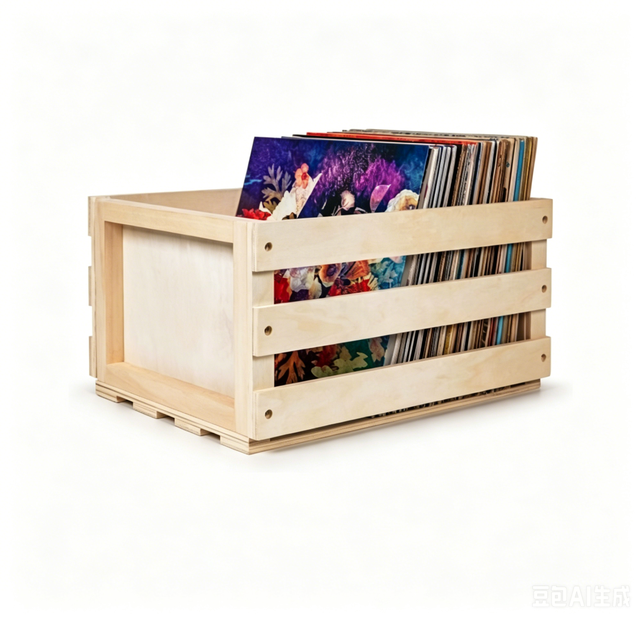 Modern Wooden LP Vinyl Record Storage Crate on Wheels Holds up to 75 Albums Multifunction for Home or Office Organization