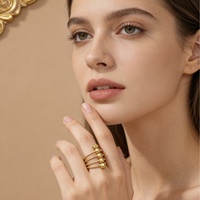 Bague ajustable tendance multi-perles, motif ciel étoilé et forme géométrique, en cuivre plaqué or, bijou pour fiançailles et soirées