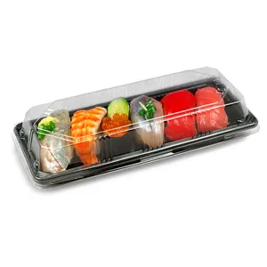 Bandeja de Sushi Rectangular Desechable con Diseño de Hoja de Arce, 7 Tamaños, Contenedor de Sushi con Tapa Transparente de PET - Product Image 1