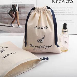 Pochette à cordon en coton biologique recyclable de haute qualité pour l'emballage de bougies et de bijoux avec impression de logo personnalisé - Product Image 3