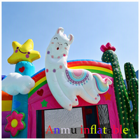 Château gonflable commercial pour enfants Llama Rainbow en PVC avec toboggan, tailles personnalisées disponibles