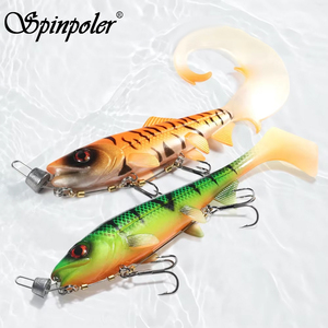 Spinpoler Pike Stinger Rig avec lest amovible, leurre nageur à queue bouclée, spirale, hameçon triple robuste en acier à haute teneur en carbone - Product Image 2
