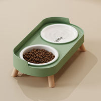 Keramik-Katzenfutterstation mit erhöhten Doppelnapf-Set: 2-in-1 Futter- und Wassernäpfe für Haustiere