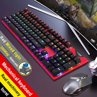 Clavier de jeu mécanique filaire rvb à 104 touches avec ensemble de souris optiques Interface USB à interrupteur bleu pour les joueurs PC Big Stock