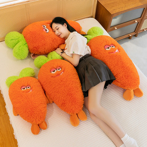 Nuovo simpatico peluche con carota pelosa giocattolo <span class=keywords><strong>emoji</strong></span> mostro lungo grasso carota bambola imbottita viso carino cuscino decorativo con carota rossa vegetale - Product Image 4