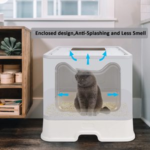 Caja de arena para gatos, lavabo para inodoro para mascotas, perros semicerrada caja de arena para limpiar, bandeja para perros y gatos, caja de arena antisalpicaduras para gatitos - Product Image 3