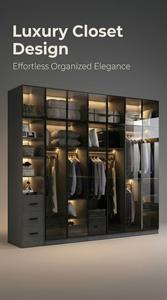 Armoires de chambre à coucher en verre de luxe modernes avec portes en verre personnalisables, design autoportant, gain de place et durables pour usage domestique - Product Image 2