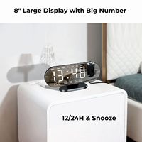 Nouvelle Horloge Réveil Numérique LED Intelligente Moderne à Projection Miroir Grand Écran avec Mémoire de Heure et Fonction Ramadan