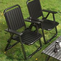 Chaise de camping pliante portable et table d'extérieur – Ensemble avec dossier, design moderne et minimaliste, siège en plastique, cadre métallique, idéal pour le parc, résistant aux UV