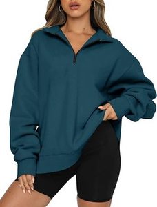 Fitspi Womens oversize mezza <span class=keywords><strong>Zip</strong></span> Pullover a maniche lunghe felpa <span class=keywords><strong>con</strong></span> cappuccio quarto <span class=keywords><strong>con</strong></span> <span class=keywords><strong>Zip</strong></span> alla moda abiti per ragazze adolescenti autunno - Product Image 6