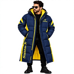 Chaqueta de Invierno Personalizada para Hombre, Chaqueta Parka con Capucha, Abrigo Acolchado Impermeable, Diseño de Paneles en Contraste con Logotipo Personalizado - Product Image 1