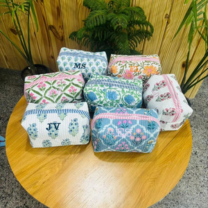 Beautiful Handmade Floral Cotton Down <b>Zip</b> Makeup Bag Bridesmaid Gifts Proposal Cosmetic Bag Women Cosmetic Bags - Product Image 1