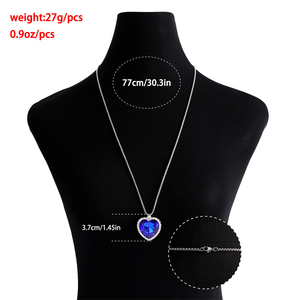 Gioielli alla moda Micro-pavimentati collana blu cuore dell'oceano per san valentino collana a catena lunga cuore Tennis - Product Image 2