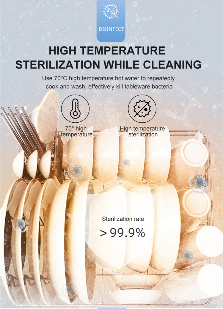 Installation Free Household Intelligent Dishwasher Portable Disinfection And Drying Built In Water Tank Dishwasher Machine OEM