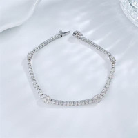 Bracelet tennis de luxe en or blanc 18 carats avec diamants de laboratoire pavés, motif cinq fleurs porte-bonheur, pour femme, bijoux fins, vente en gros