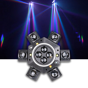 Source de lumière laser <span class=keywords><strong>LED</strong></span> 6 bras Bee Eyes RGBW, <span class=keywords><strong>effet</strong></span> <span class=keywords><strong>stroboscopique</strong></span>, activé par le son, contrôle DMX512, <span class=keywords><strong>ampoule</strong></span> E27, tête mobile pour parc à thème - Product Image 2