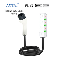 Adaptateur de charge EV AOTAI Type 2 vers prise UK 3 gang V2L, nouveau câble pour BYD MG XPENG Geely AION JAECOO ICAR, utilisation extérieure