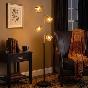 Tree Floor Lamp <b>Standing</b> Iron Glass Modern Retro Amber LED E27 Living Room Bedroom Factory Direct Wholesale Supply - Product Image 2