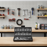 Kit de clés à main robustes 53 pièces 1/4 pouce en CR-V, 72 dents, multifonctionnel, en acier au chrome-vanadium, avec coffret de rangement rigide