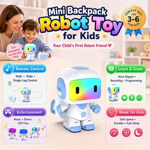 Jouets <span class=keywords><strong>robots</strong></span> DWI Dowellin pour enfants de 3 à 6 ans, mini robot télécommandé avec enregistrement vocal et répétition, visage lumineux LED - Product Image 2