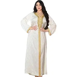 Robes caftan de luxe personnalisées robe caftan élégante en dentelle de diamants de Dubaï pour femmes musulmanes
