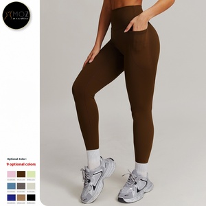 Leggings <span class=keywords><strong>de</strong></span> yoga taille haute respirants pour femmes avec contrôle du ventre, poches latérales, motif uni, pour <span class=keywords><strong>fitness</strong></span> et course à pied - Product Image 3