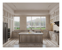 Ensemble complet de meubles de cuisine RTA blancs de style américain pour projet d'appartement, avec îlot central