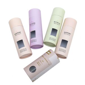 Recycled Cardboard Cylinder Bath Salts Cosmetics Packaging <b>Box</b> <b>Round</b> Kraft Paper Tube Packaging - Product Image 2