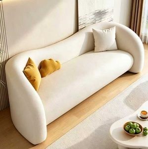 Canapé en tissu crème style nordique, moderne, luxe léger, canapé droit de détente, canapé design unique - Product Image 2