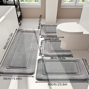 Ensemble de tapis de salle de bain Cangming 40x60cm 50x80cm en fibre de polyester absorbante, style moderne et simple, lavables, pour sol de toilettes - Product Image 1