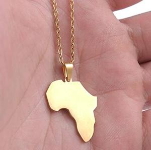 Collar chapado en oro de 18K para hombre y mujer, colgante con diseño del mapa de Arabia Saudita y de países de África - Product Image 2