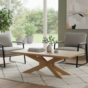 Mesas de centro con patas cruzadas, muebles artesanales de madera sólida y metal, mesas de exterior con sillas para sala de estar y hogar, nuevo diseño - Product Image 3