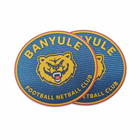 Étiquette en tissu tatami 2D personnalisée, écologique, durable, en silicone auto-adhésif, gaufrée et floquée pour club de football