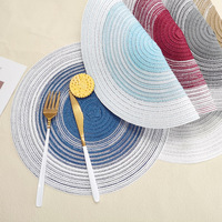 Set de table et sous-verre en coton tissé style nordique, motif cercle dégradé, résistant à la chaleur, personnalisable pour la cuisine