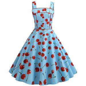 Abiti Estivi Senza Spalline con Stampa Fragole per Donne Anni '50 '60 <span class=keywords><strong>Vestito</strong></span> Vintage Pinup Retrò da Festa Rockabilly Nuovo Vestido Elegante - Product Image 4