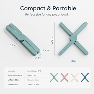 Sous-plat pliable résistant à la chaleur 230°C en silicone de qualité alimentaire non absorbant, peu encombrant, facile à nettoyer et compatible lave-vaisselle - Product Image 2