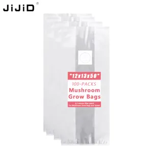 JIJID 13*12*50 सेमी स्पॉन मशरूम ग्रो बैग फिल्टर हॉर्टिकल्चरल प्लांटिंग मशरूम ग्रो किट बैग के साथ