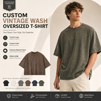 Camiseta Oversize Vintage con Estampado Personalizado al por Mayor, 230GSM, 100% Algodón, Lavado Ácido, Camiseta Lisa de Alto Gramaje, OEM ODM para Hombre