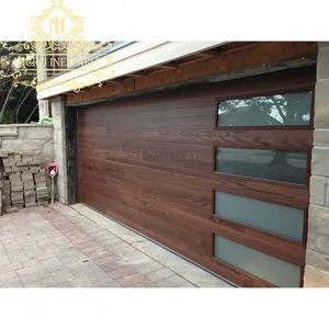 Дешевые деревянные коммерческие двойные алюминиевые рулонные Алюминиевые вертикальные двойные стеклянные гаражные двери