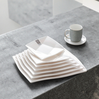 Lot d'assiettes de table carrées en mélamine, blanc, vente en gros, d'usine, de dubaï