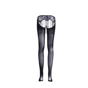 Tassel Lace Panties One Piece Sexy Stockings 5D Ultra Thin Black Crotchless Women's Stockings - Product Image 5