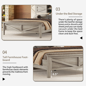 Cama Queen Size Estilo Farmhouse con Base de Plataforma, Cabecera con Almacenamiento y Estación de Carga, Juego de Dormitorio de 3 Piezas - Product Image 5