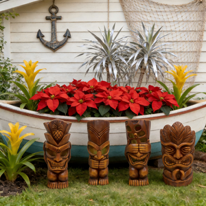 Ensemble de <span class=keywords><strong>d</strong></span>écoration de jardin en résine de masque Tiki sur le thème de l'accueil - Accents tropicaux pour patio extérieur - Product Image 2