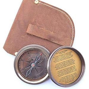 Boussole de poche marine en laiton, guide de randonnée portable avec boîte - Product Image 3