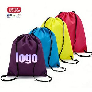 Custom Logo Foldable Waterproof Polyester <b>Backpack</b> Gym Sport <b>Drawstring</b> Bag with Folding Design - Product Image 1