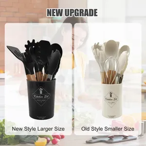 Zenidoo Lot de 12 ustensiles de cuisine jetables en silicone avec manche en bois, antiadhésifs, résistants à la chaleur, de qualité alimentaire, faciles à nettoyer - Product Image 4
