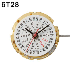 Mouvement mécanique squelette original japonais Miyota 6T28 doré, petit, automatique et à remontage manuel, avec petite fenêtre sur le cadran, 3 aiguilles - Product Image 1